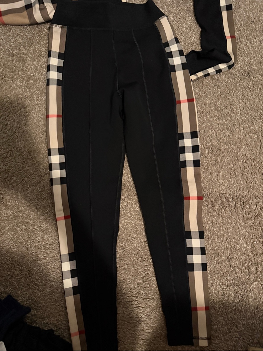 Burberry Black Ponte Joggers with Vintage Check Side Panels - Picture 3 of 3